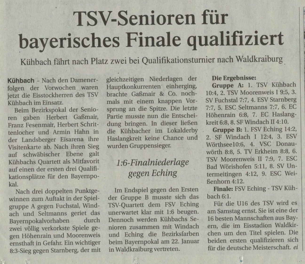 TSV-Senioren für bayerisches Finale qualifiziert