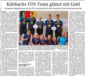 Kühbachs U19-Team glänzt mit Gold